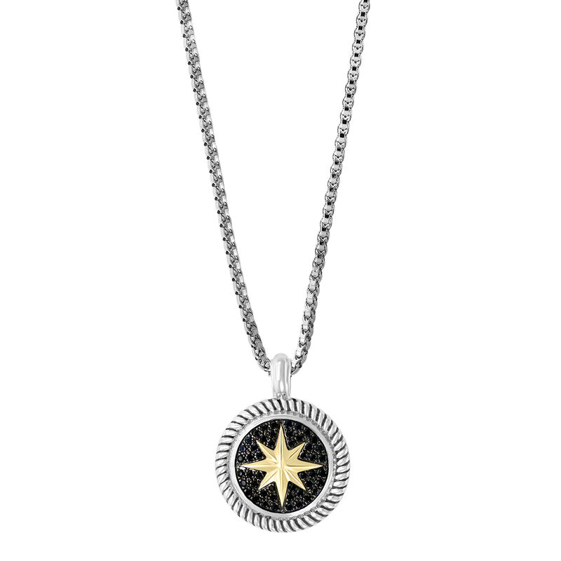 EFFY Black Sapphire Compass Pendant in Sterling Silver image number null